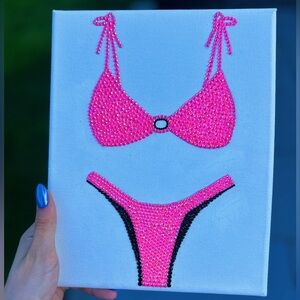 Pink and Black Bikini Canvas Art